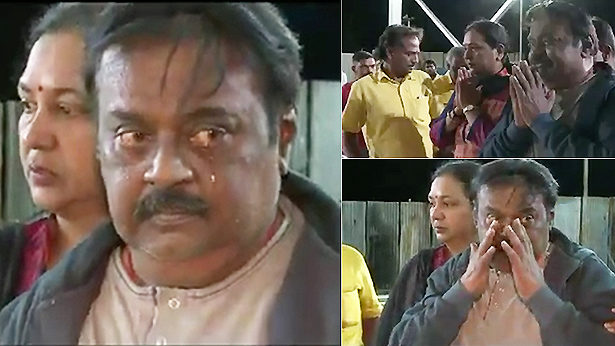 கருணாநிதி நினைவிடத்தில் கதறி அழுத விஜயகாந்த் – வீடியோ இணைப்பு