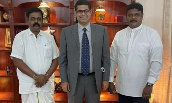 இந்திய உயர்ஸ்தானிகருடன் சார்ள்ஸ் நிர்மலநாதன்,சிவஞானம் ஸ்ரீதரன்.