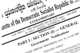 அரச தலைவரால் வெளியிடப்பட்ட  அதிவிசேட வர்த்தமானி.